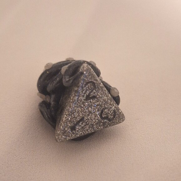 Artisan Handmade DnD D4 Holographic Dice Resin Pendant with Polymer Tentacles - Picture 6 of 8